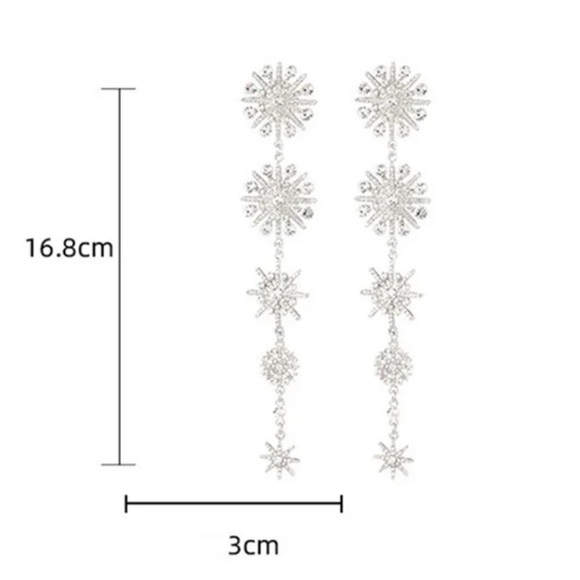 🌟 Silver Rhinestone Long Earrings - Picture 4 of 5